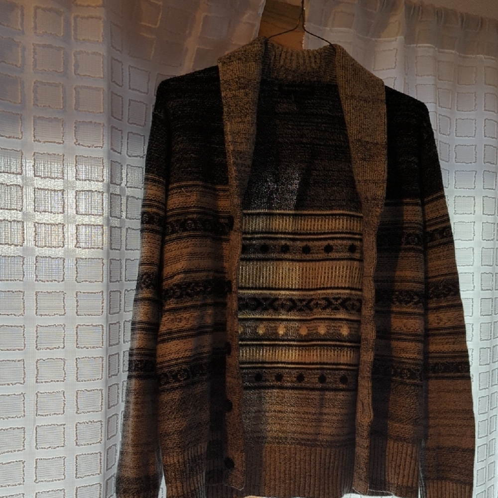 Vintage Womens Banana Republic Black and Gray Sweater